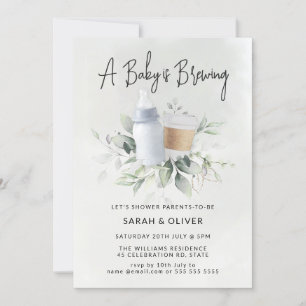 Een Baby is het Breedkoffie Greenery Blue Baby sho Kaart