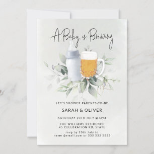 Een Baby is het Breien Baby shower van Greenery Bo Kaart