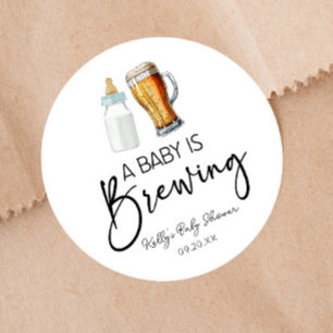 Een Baby is het brouwen van flessenglas Baby showe Ronde Sticker