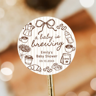 Een baby is het brouwen van koffie Baby Shower Sti Ronde Sticker