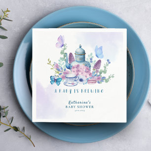 Een baby is het brouwen van theefeest floraal baby servet