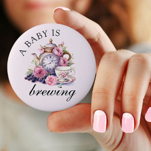 Een Baby is het brouwen van theepot en theekopjes Ronde Button 5,7 Cm