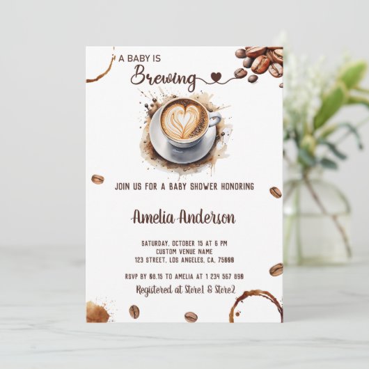 Een Baby is het brouwen van Waterverf Coffee Baby  Kaart (Staand voorkant)