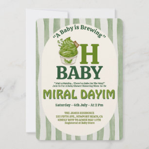 Een Baby is in de maak "Oh Baby" Matcha Baby Showe Kaart