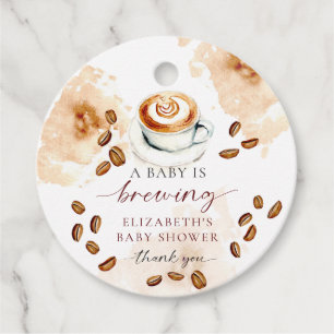 Een baby is koffie aan het zetten Baby Shower Beda Bedankjes Labels