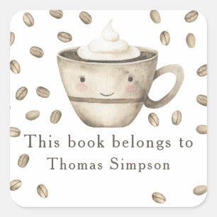Een baby is koffie aan het zetten - dit boek is va vierkante sticker