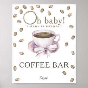 Een baby is op komst baby shower koffiebar poster