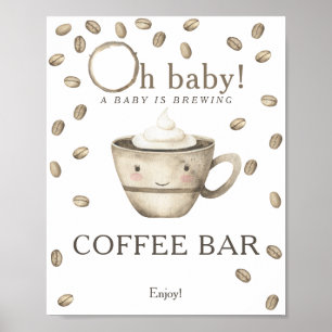 Een baby is op komst baby shower koffiebar poster