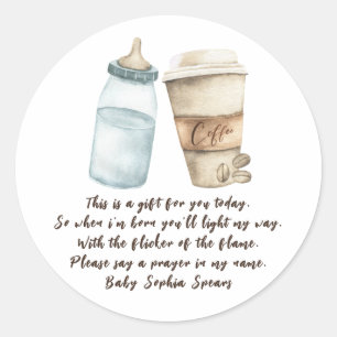 Een baby is op komst - gebedskaarslabel ronde sticker