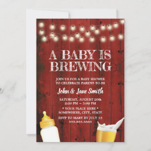 Een Baby is Rustic Red Barn Wood Baby shower Kaart