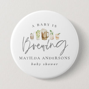Een baby is waterverf bier baby shower brouwen ronde button 7,6 cm