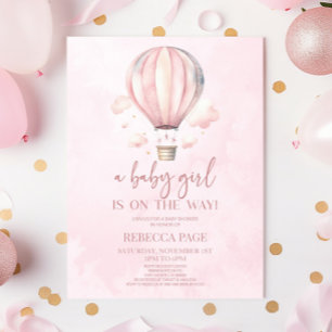 Een Baby Meisje Roze Hete Luchtballon Baby shower Kaart
