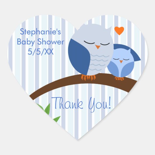 Een Baby shower blauw Hart Sticker (Voorkant)
