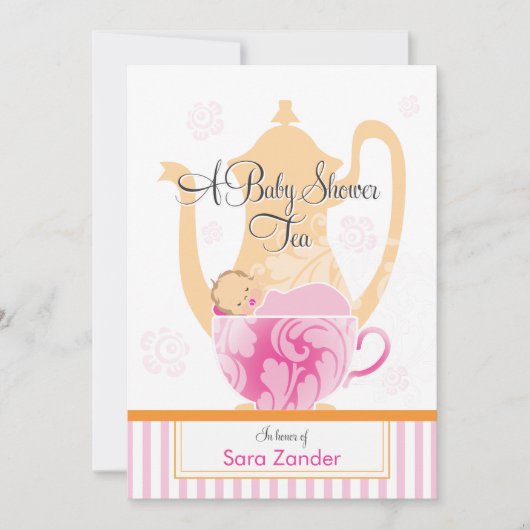 Een Baby shower-Tea-partij  | Meisje Kaart (Voorkant)