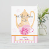 Een Baby shower-Tea-partij  | Meisje Kaart (Staand voorkant)