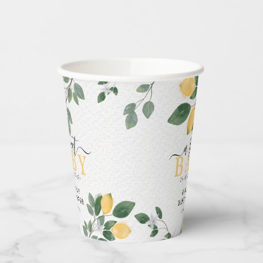 Een Baby Waterverf Lemon Baby shower Papieren Bekers (Links)