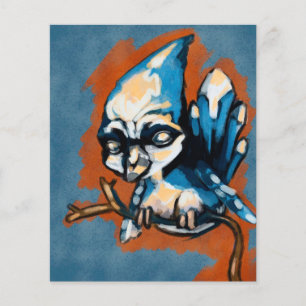 Een babyblauwe vogel op een tak retro canvas flyer
