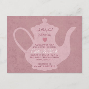 Een babymeisje brouwt  Tea Party Shower Uitnodiging Briefkaart