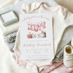 Een babymeisje is op komst! Waslijn baby shower Kaart