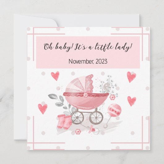 Een babymeisje met een mooie boodschap kaart (Voorkant)
