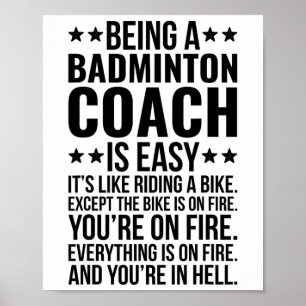 Een badmintoncoach zijn Job Funny Badminton Instru Poster