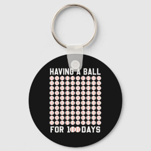 Een bal voor 100 dagen honkbal 100 dagen van schoo sleutelhanger