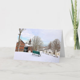 Een bank met een uitzicht uit Burial Hill Kaart