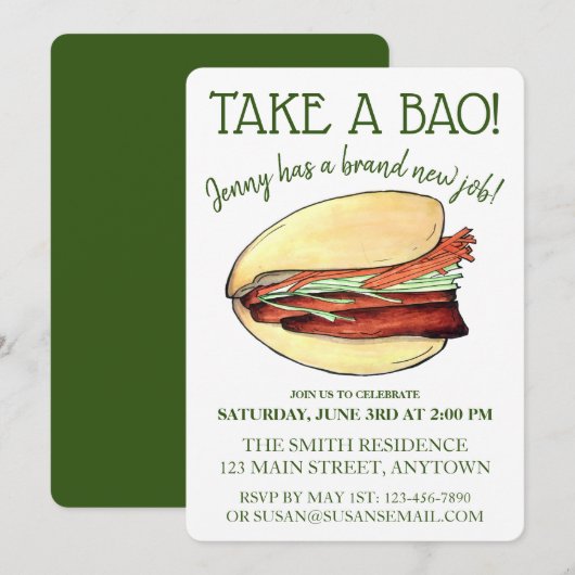 EEN BAO Pork Belly Bun Celebration Congrations Kaart (Voorkant / Achterkant)
