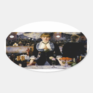 Een bar in de Folies-Bergere, 1881-82 Ovale Sticker