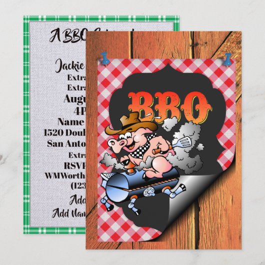 Een Barbecue Feestviering Kaart (Voorkant / Achterkant)