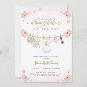 Een beach babe is op komst Meisje Baby shower Kaart