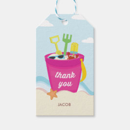 Een Beach Party Kind's meisje verjaardagsfeestguns Cadeaulabel