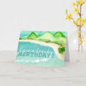 Een beachy Birthday, Waterverf zomerdag Kaart (Gele Bloem)