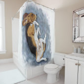 Een Beagle is voor Kerstmis liefhebber cadeau Douchegordijn (In situ)