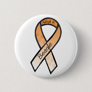 Een Beagle Oranje Awareness Ribbon aannemen Ronde Button 5,7 Cm