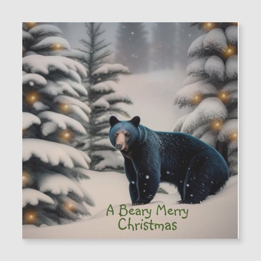 Een Beary Merry Christmas magnetische Kaart (Voorkant)