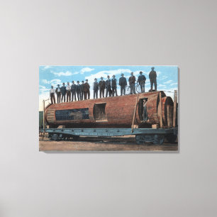 Een Beer kooi en zwelling in een gigantisch zagerl Canvas Afdruk