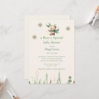 Een Beer-y Special Cream Neutral Baby shower Kaart