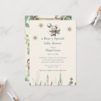 Een Beer-y speciale crème Baby shower Kaart