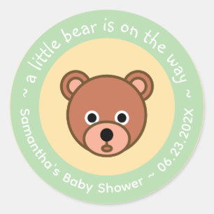 Een Beertje Is Op Weg Knuffel Baby Shower Ronde Sticker