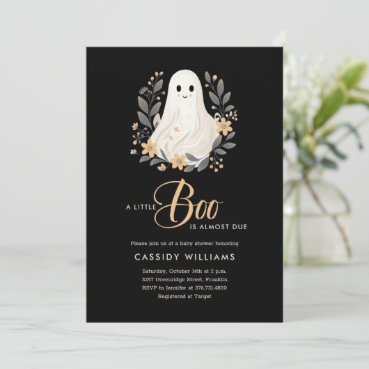 Een beetje Boho Ghost Halloween Baby shower Kaart (Staand voorkant)