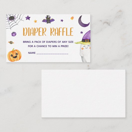 Een beetje Boo Ghost Halloween Luier Raffle Informatiekaartje (Voorkant / Achterkant)