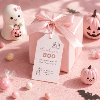 Een beetje Boo Schattig Roze Pastel Halloween  Cadeaulabel