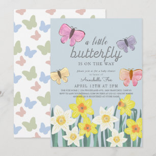 Een beetje Butterfly Daffodil Floral Baby shower Kaart
