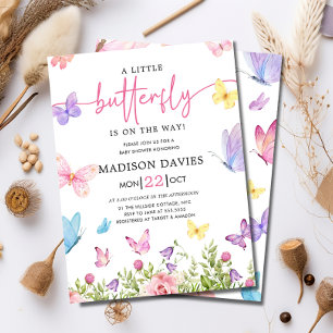 Een beetje Butterfly Waterverf Floral Baby shower Kaart