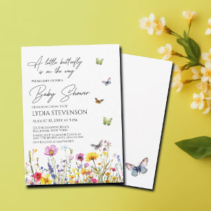 Een beetje Butterfly Wildflowers Baby shower Kaart