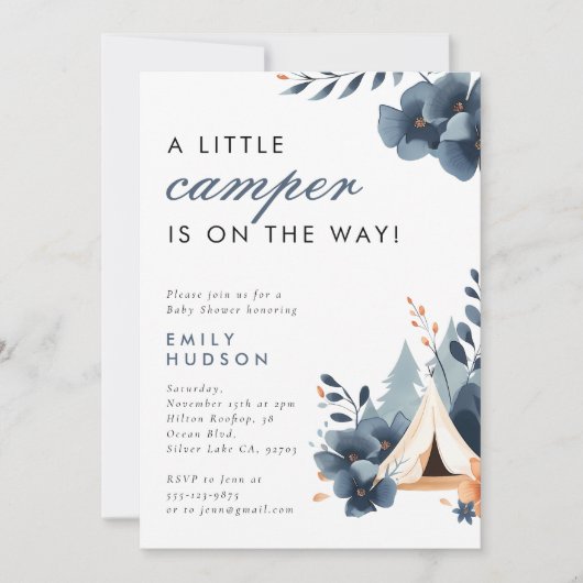 Een beetje Camper Forest Baby shower Invitation Kaart (Voorkant)