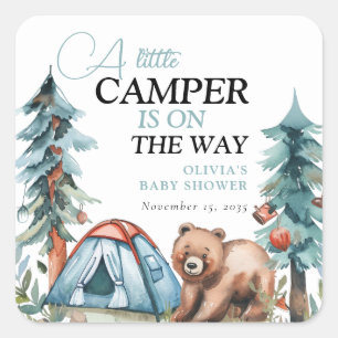 Een beetje Camper Forest Baby shower Vierkante Sticker