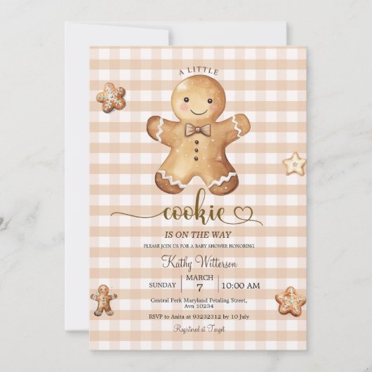 Een beetje Cookie Winter Gingerbread Baby shower Kaart (Voorkant)