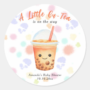 Een beetje Cu-Tea Bubble Tea Baby Shower Ronde Sticker